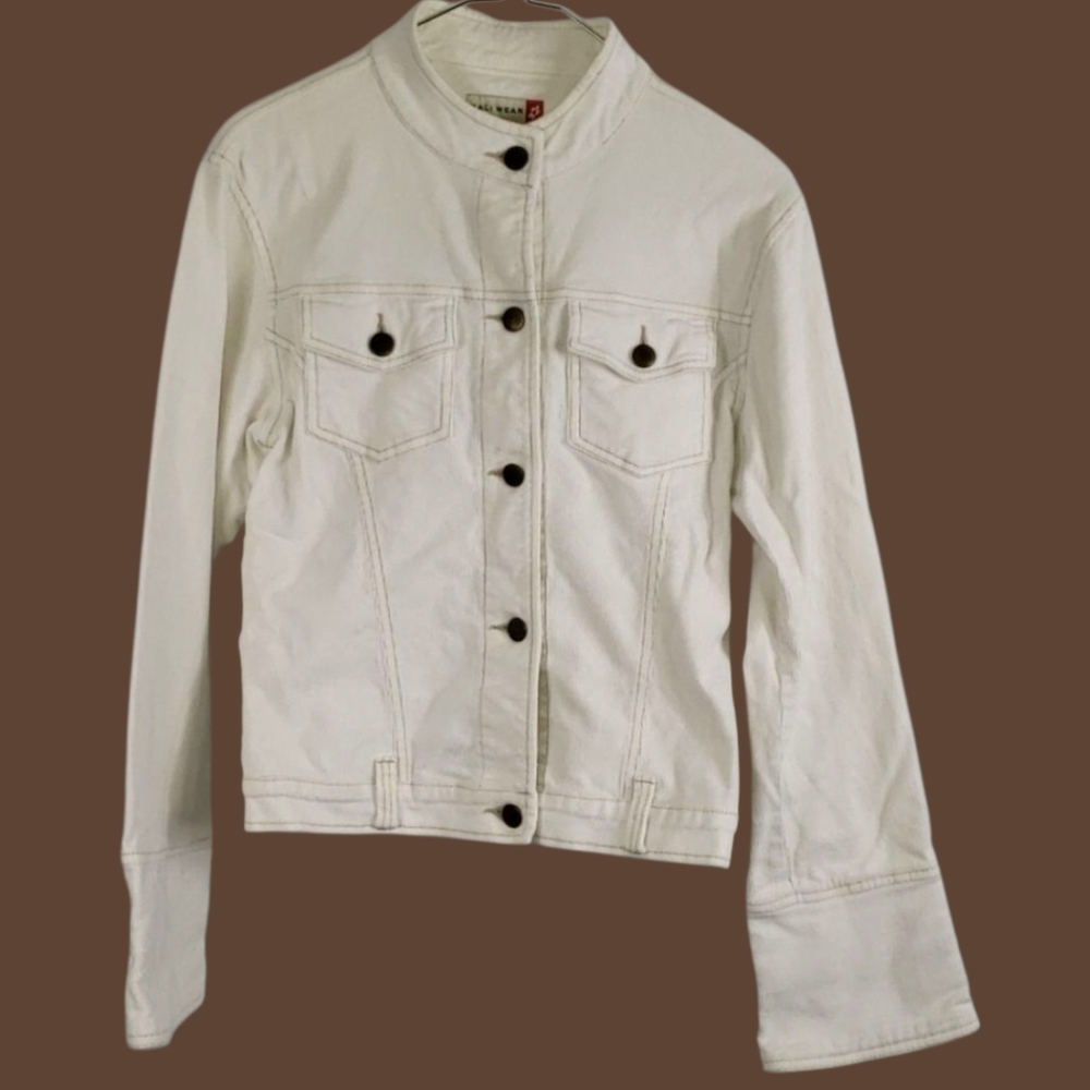Women's Classic Cream White Courdory Jacket Button Up NWOT Large By Kali Wear